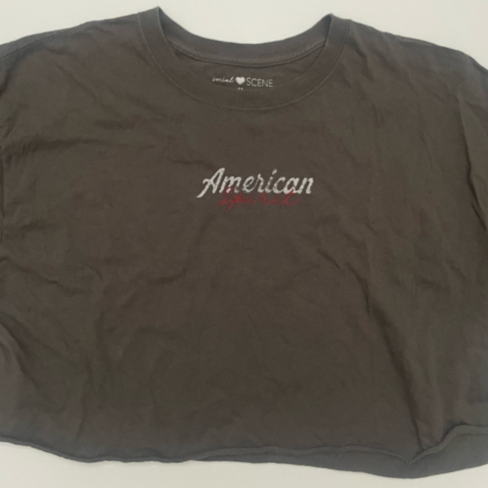 Medium Grey Cropped Social Scene Graphic Short Sleeve Tee